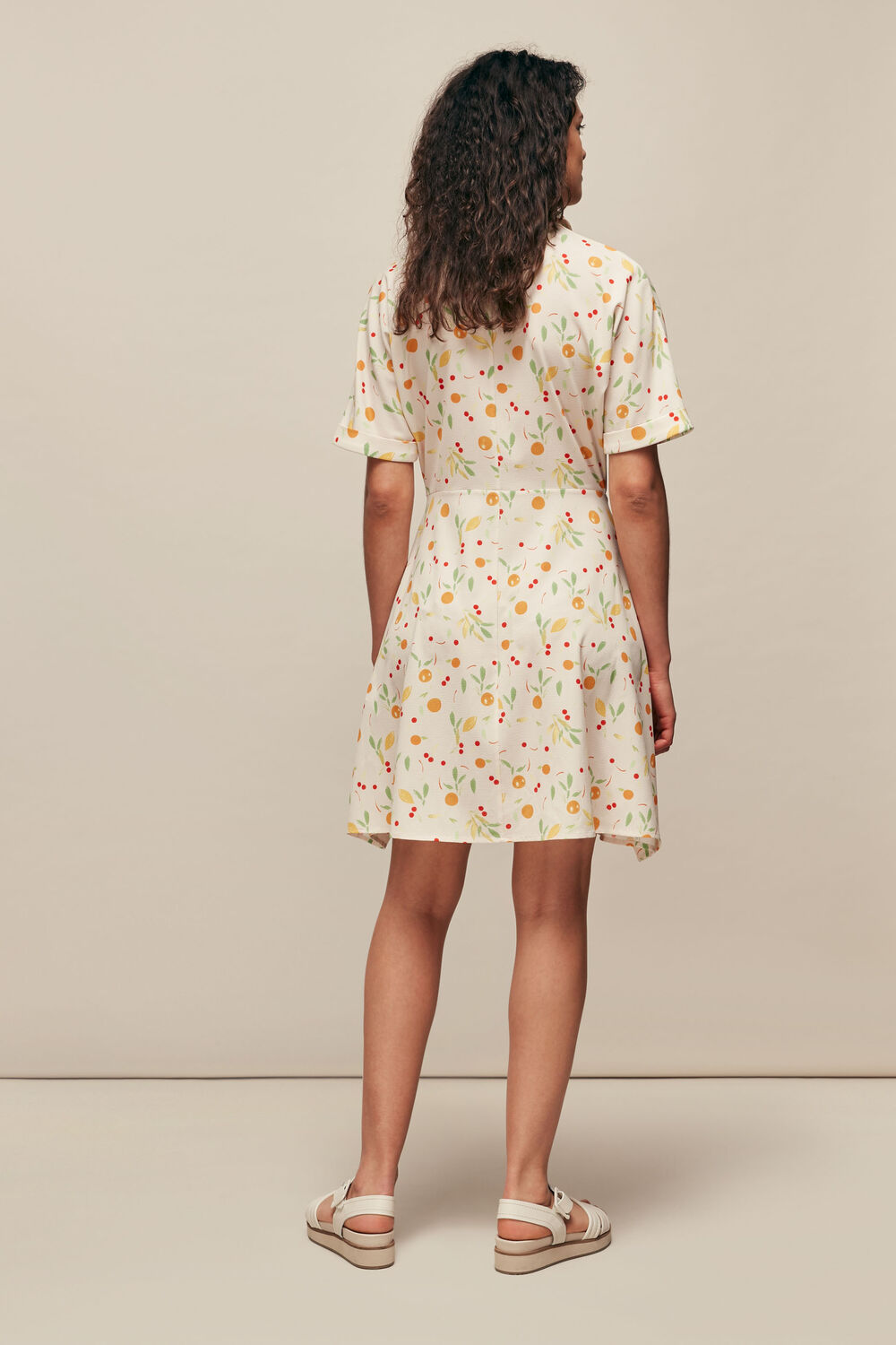 Cream Dolly Fruit Tie Front Dress