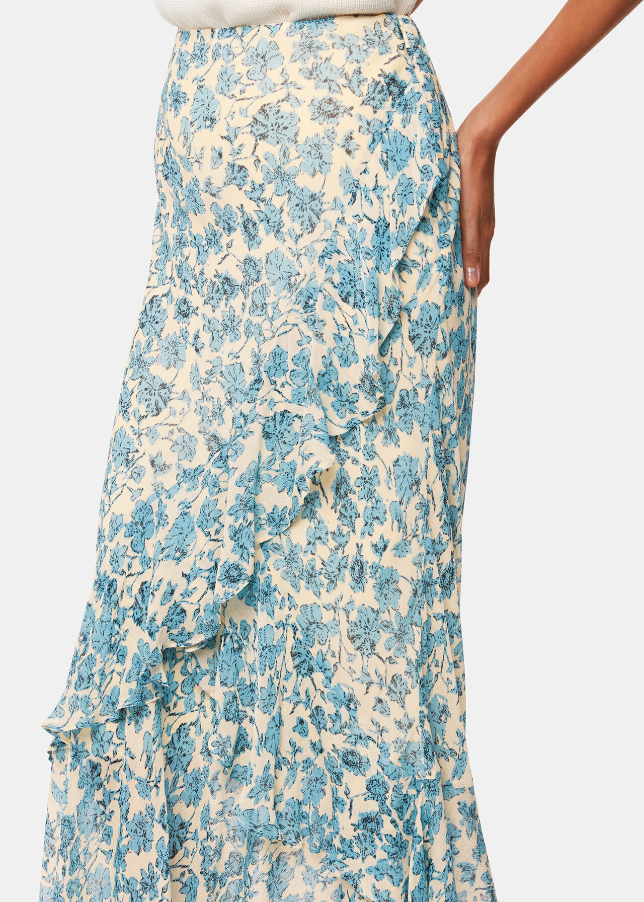 Shaded Floral Midi Skirt