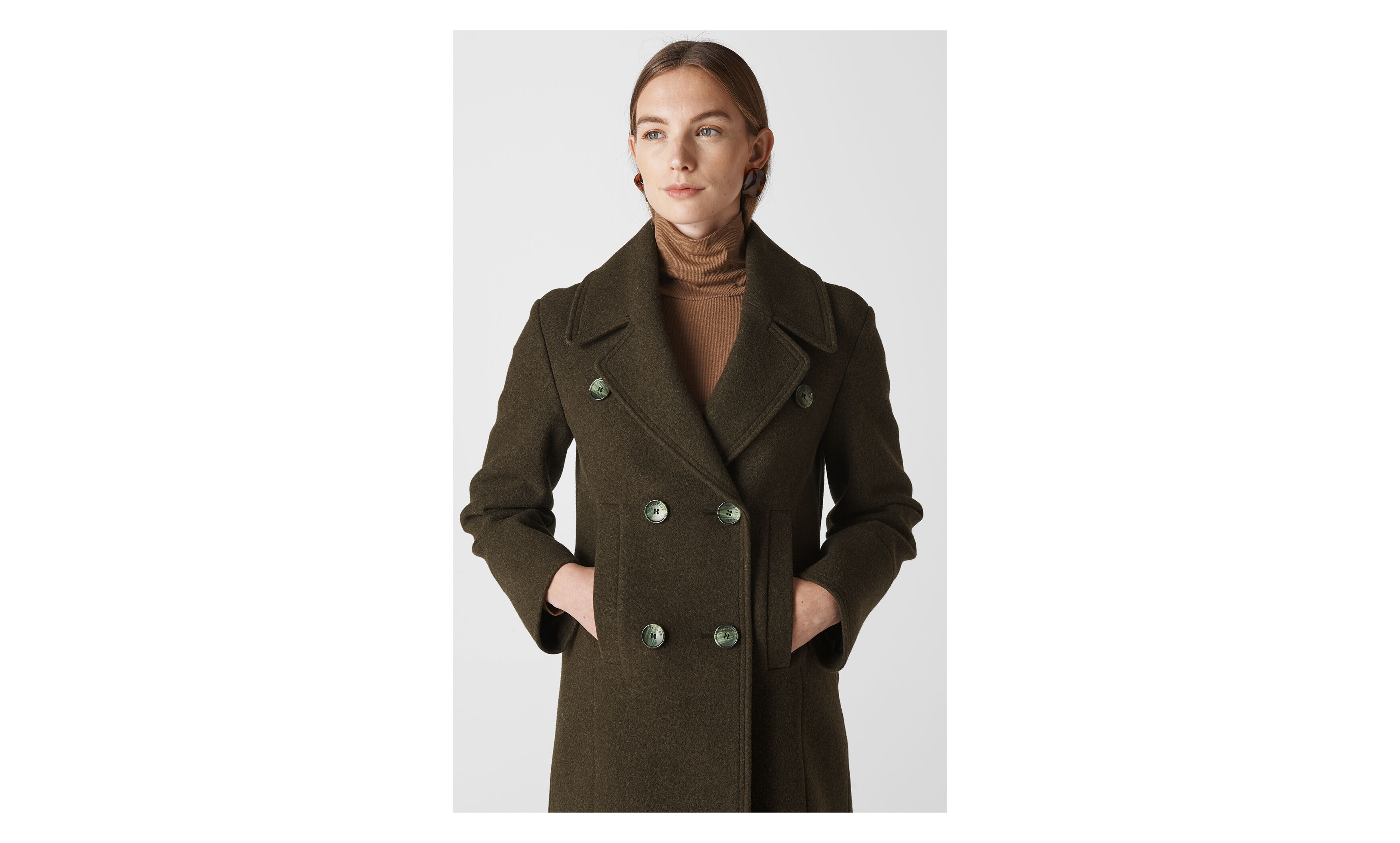Double breasted cheap khaki coat