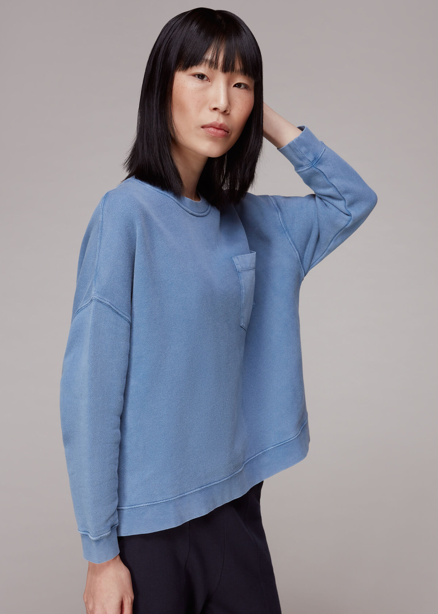Blue Denim Pocket Sweatshirt WHISTLES