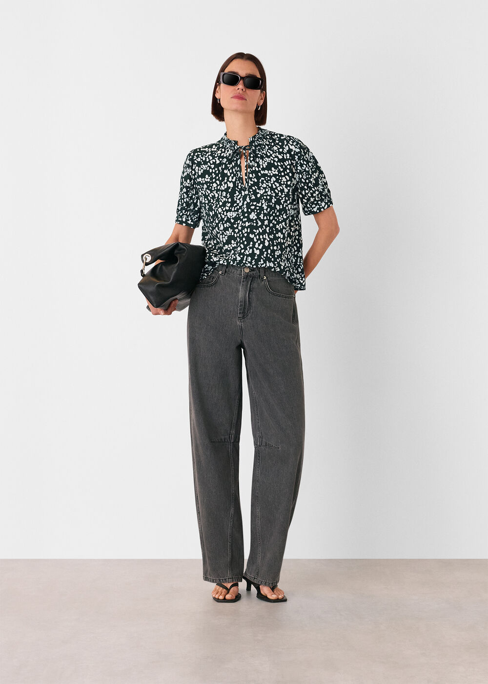 Animal Tie Neck Blouse