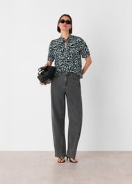 Animal Tie Neck Blouse