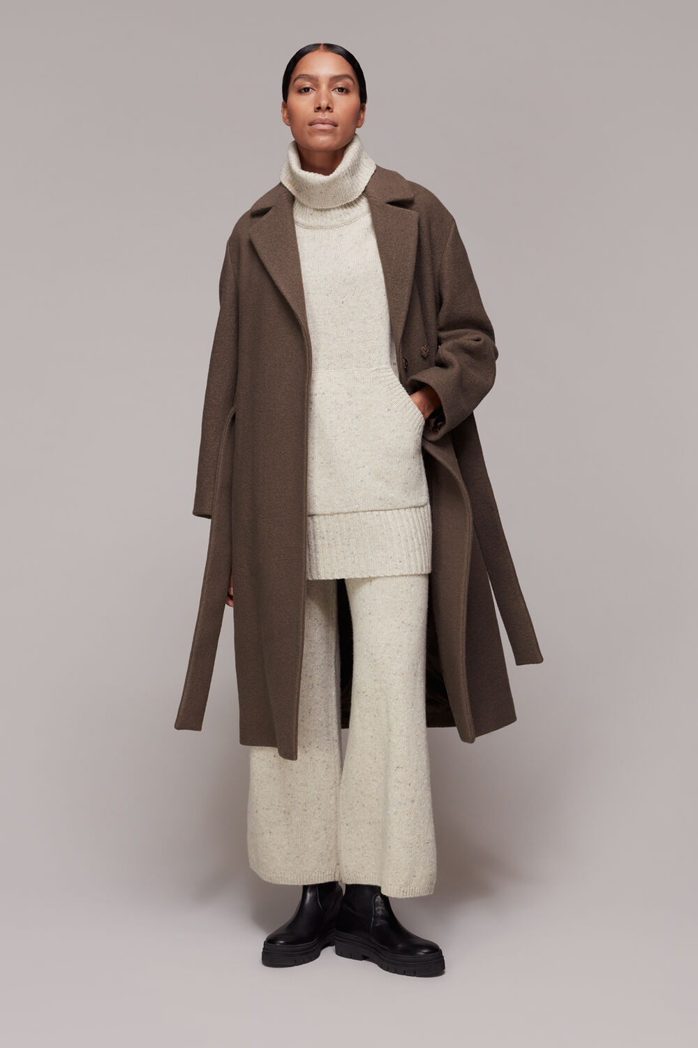 Tie Waist Wool Coat