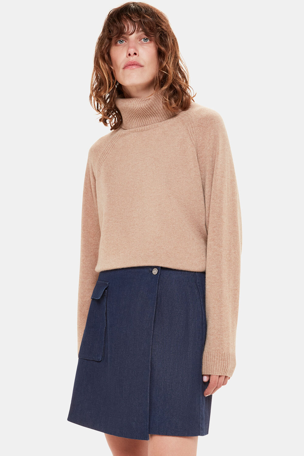 Indigo Denim Wrap Mini Skirt