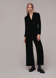 Velvet Zip Front Jumpsuit