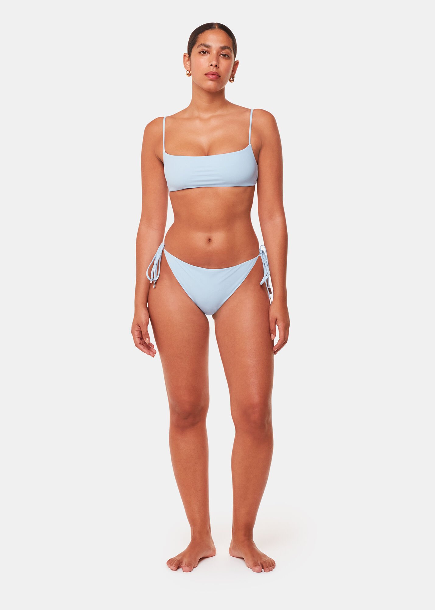 Pale Blue Open Back Bikini Top WHISTLES Whistles UK