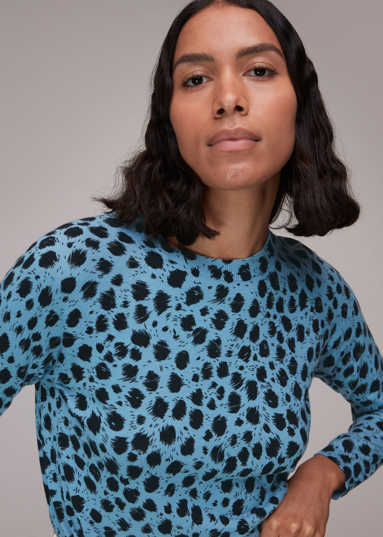 Brushed Dalmatian Crew Knit