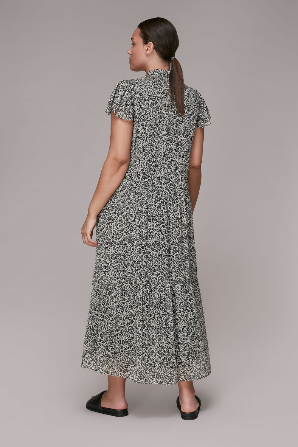 Indo Floral Print Tiered Dress