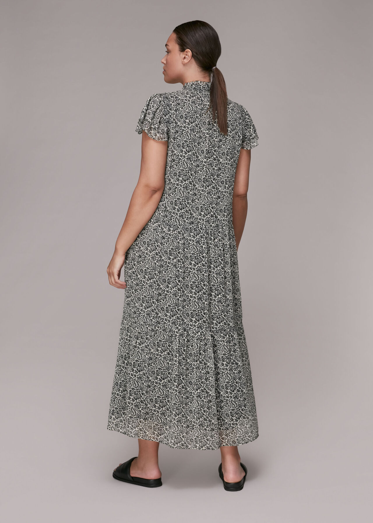 Indo Floral Print Tiered Dress