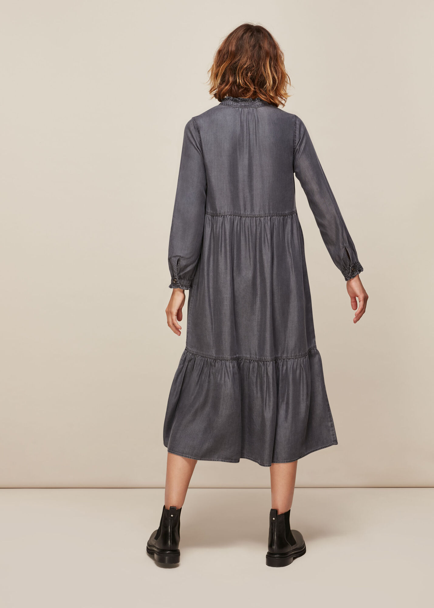Black Denim Trapeze Dress WHISTLES