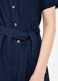 Linen Belted Midi Dress