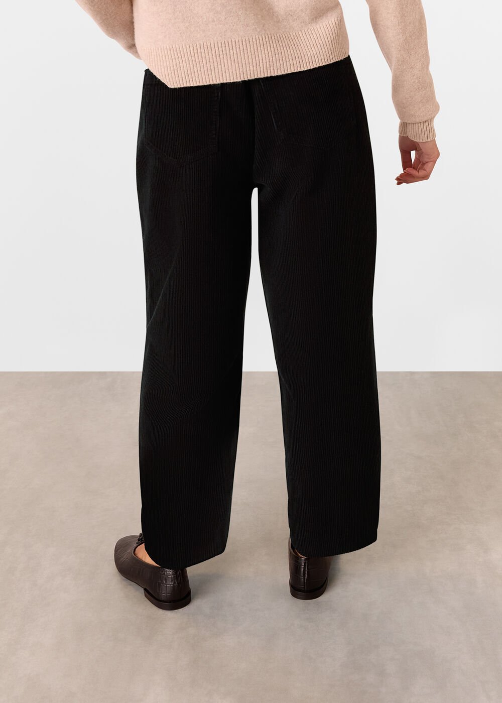 Petite High Waist Cord Barrel Jean