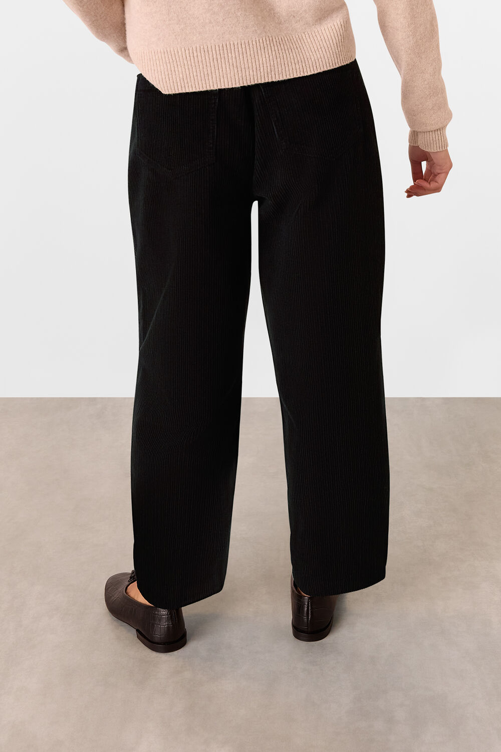 Petite High Waist Cord Barrel Jean