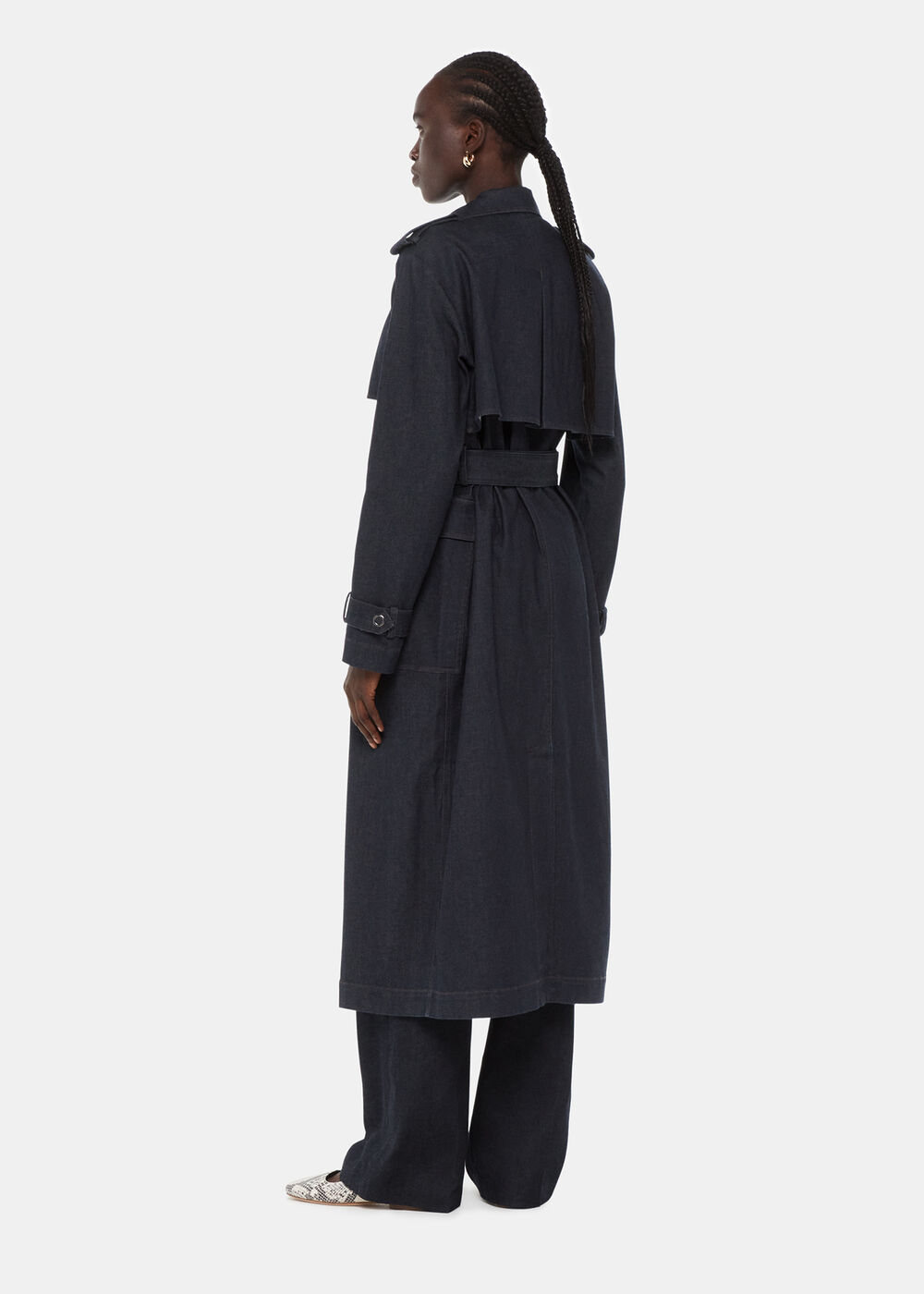 Dark Denim Cara Denim Trench Coat | WHISTLES | Whistles UK