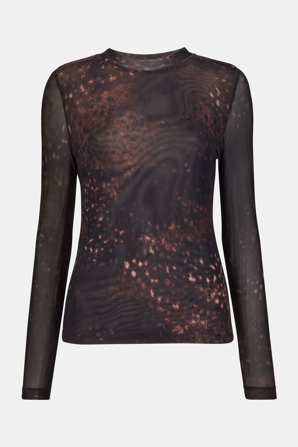 Brown Spotted Animal Mesh Top