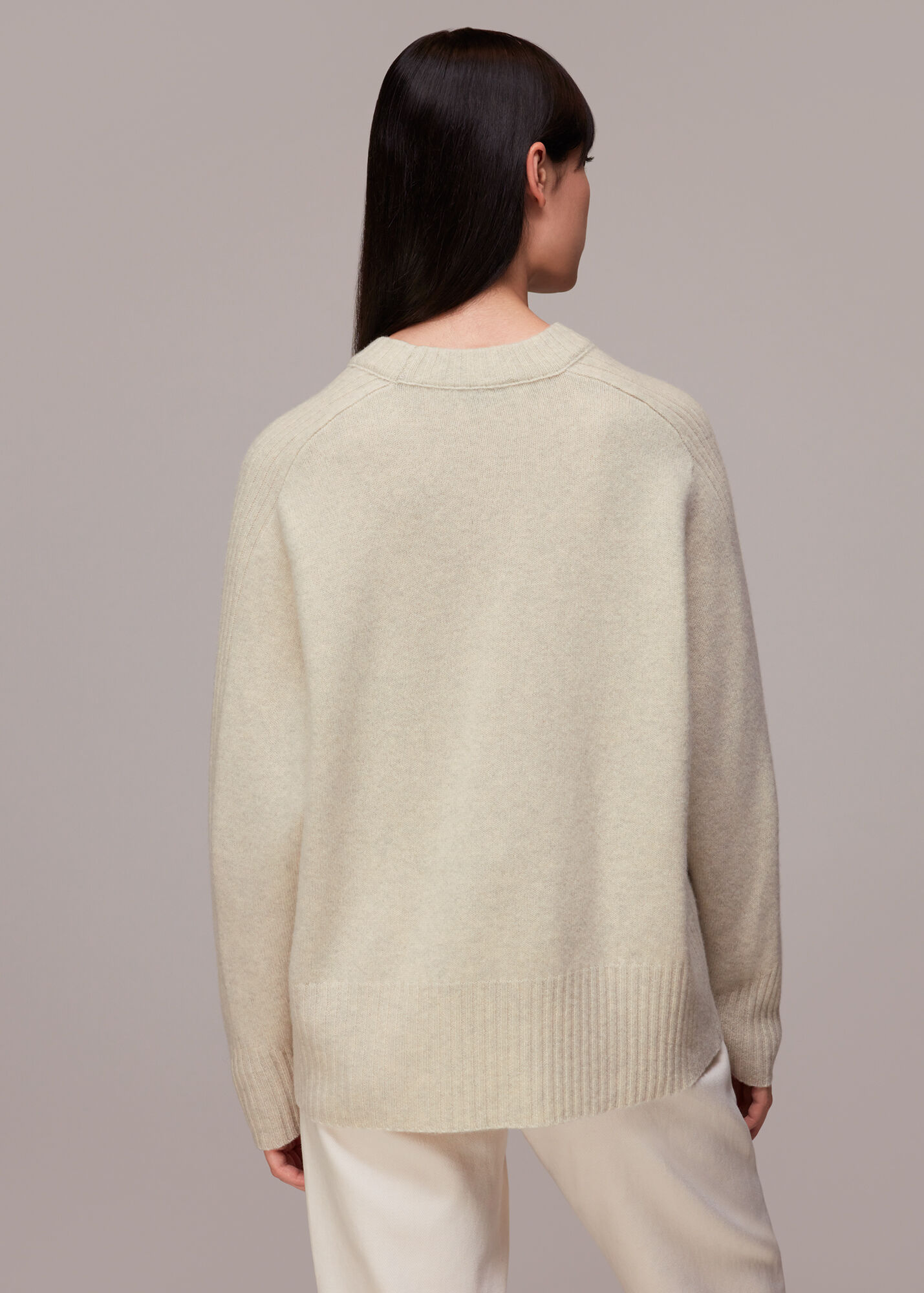 Neutral Boyfriend Wool Sweater WHISTLES