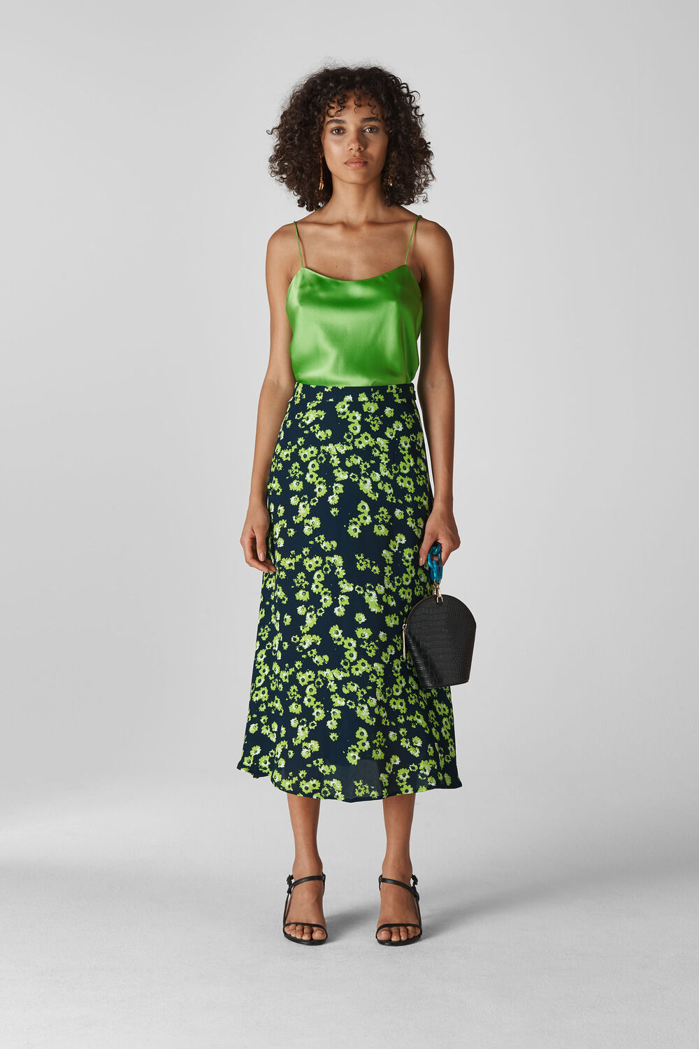 Digital Daisy Print Skirt Navy/Multi