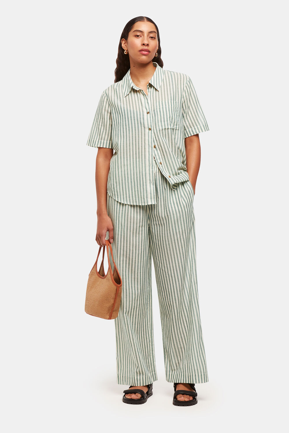 Green Stripe Beach Trouser
