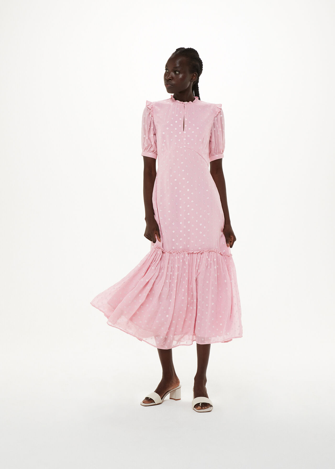 Metallic Dobby Midi Dress