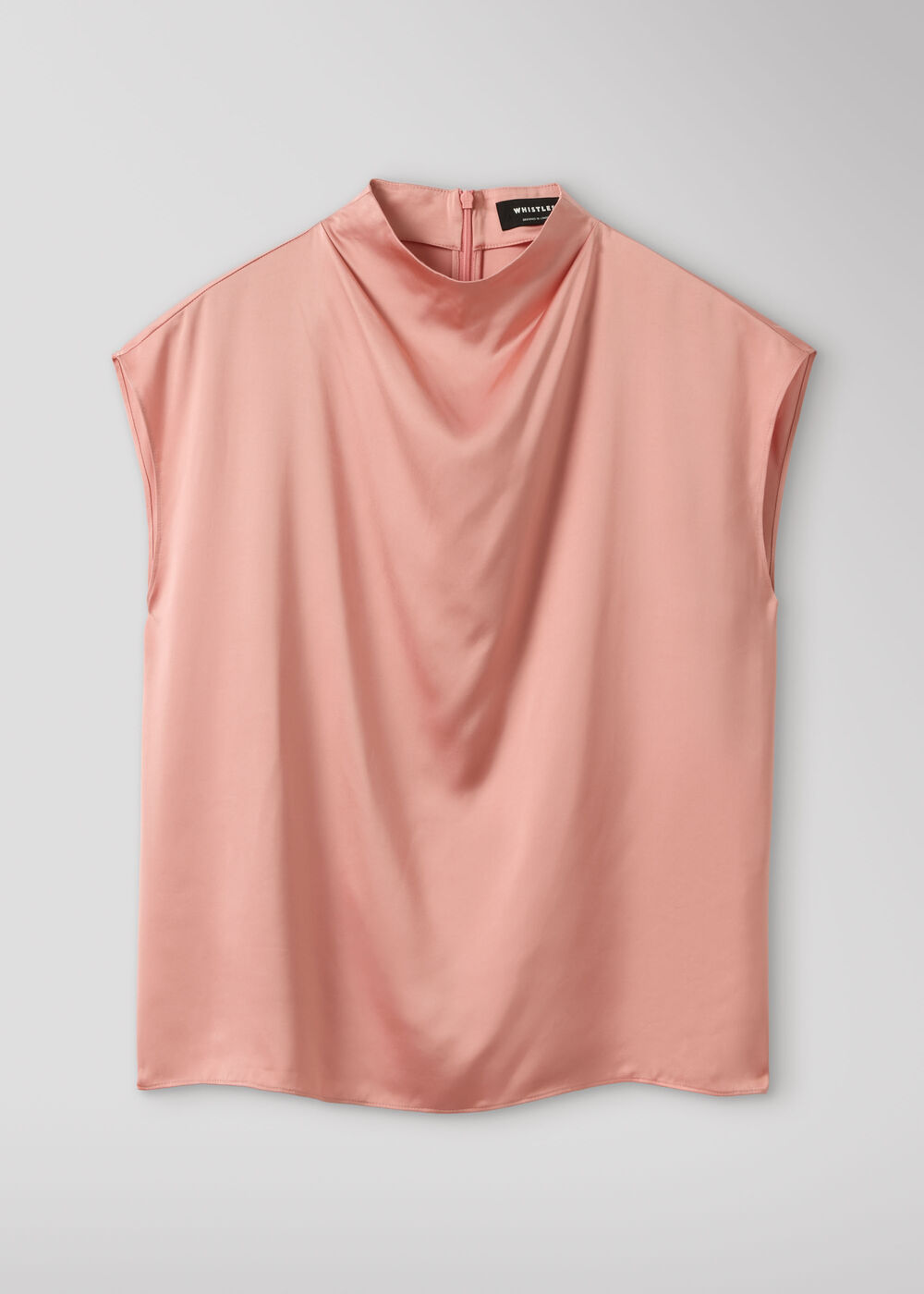 Cowl Neck Satin Sleeveless Top