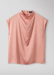 Cowl Neck Satin Sleeveless Top