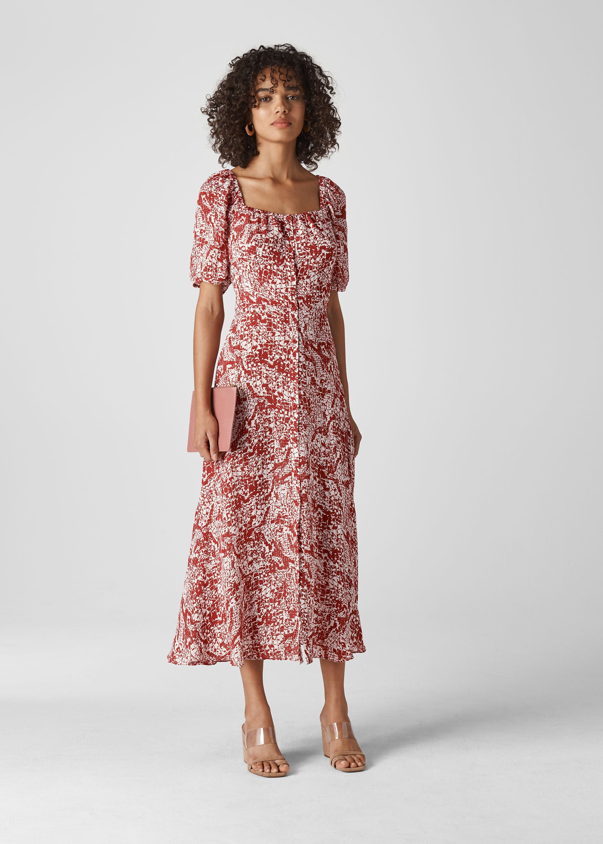 warehouse paisley floral midi dress