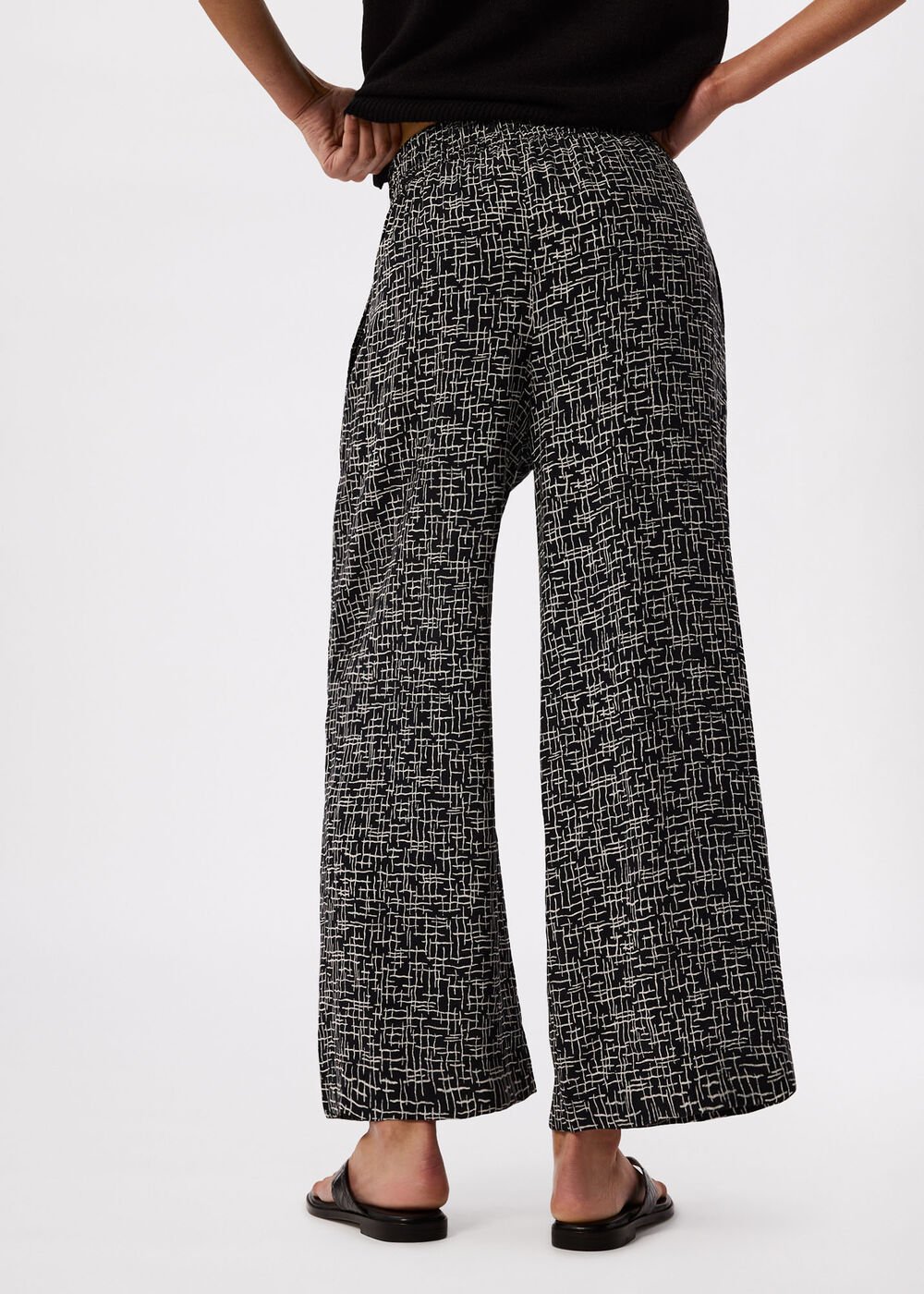 Woven Grid Crop Trouser