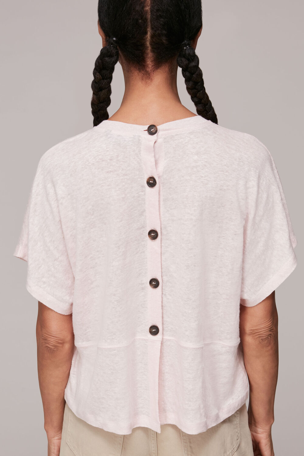 Button Back Linen Tee