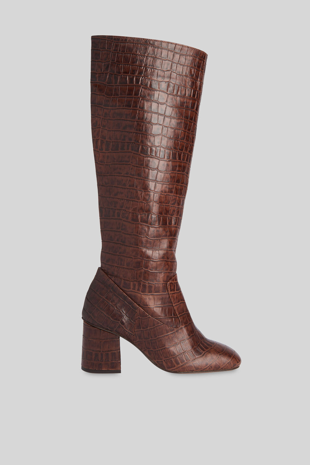 Hazel Croc Knee High Boot Brown