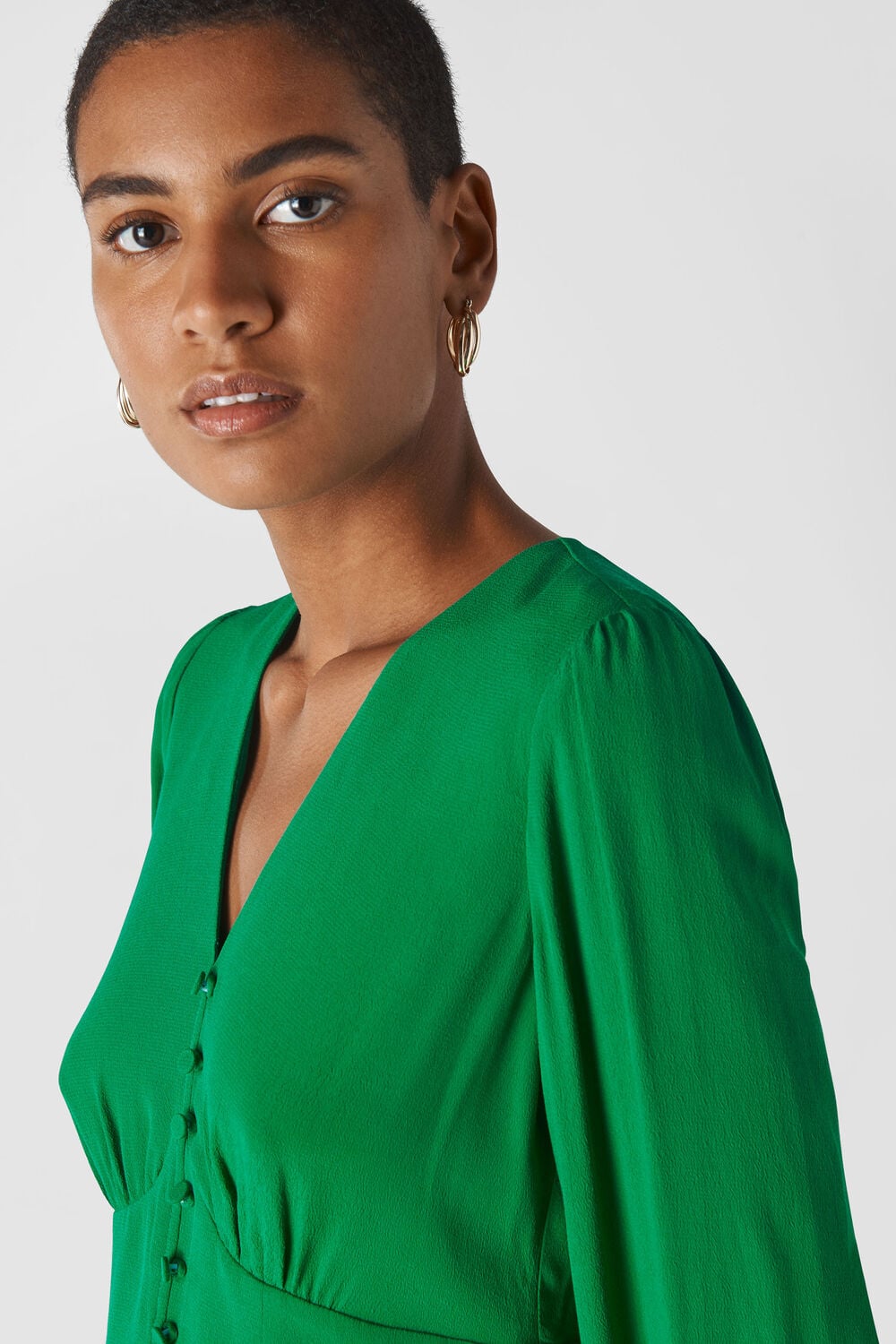 Short Button Through Dress Green