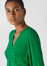Short Button Through Dress Green