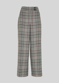 Cara Check Wide Leg Trouser Grey/Multi