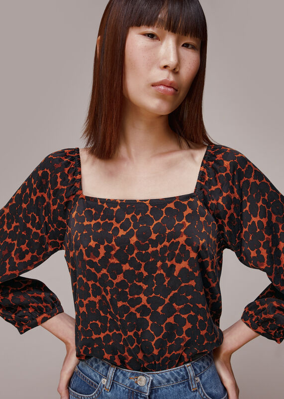 Multicolour Smudge Animal Blanche Top