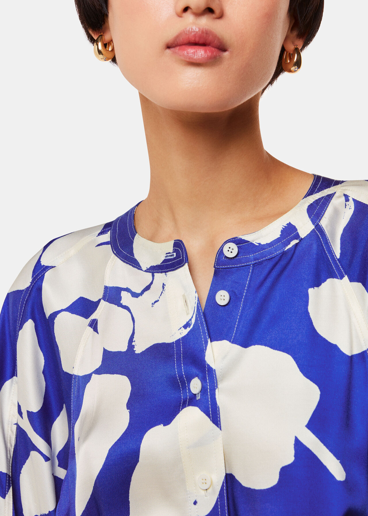 Blue/Multi Hibiscus Print Mabel Dress WHISTLES