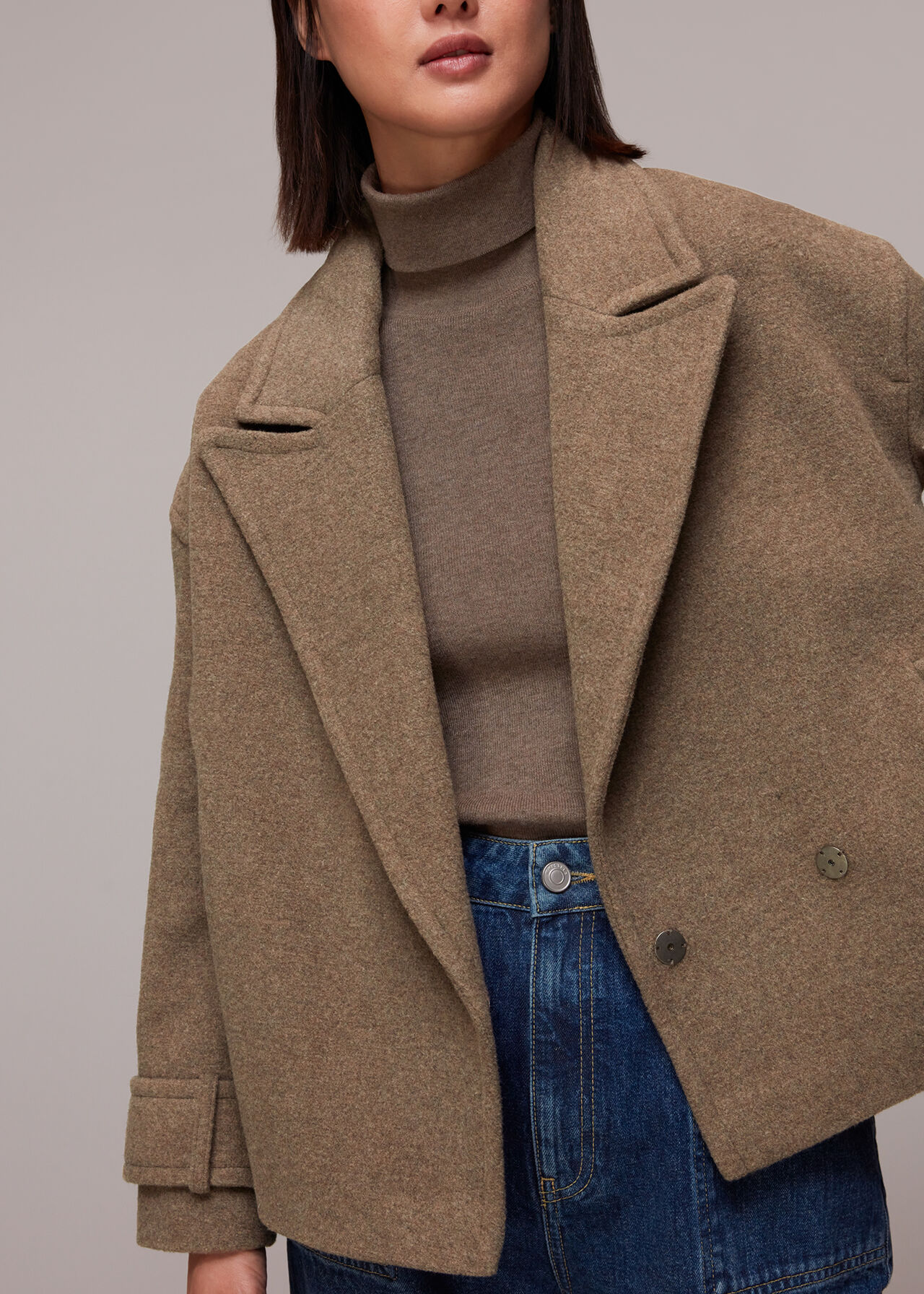 Relaxed Cropped Wool Coat