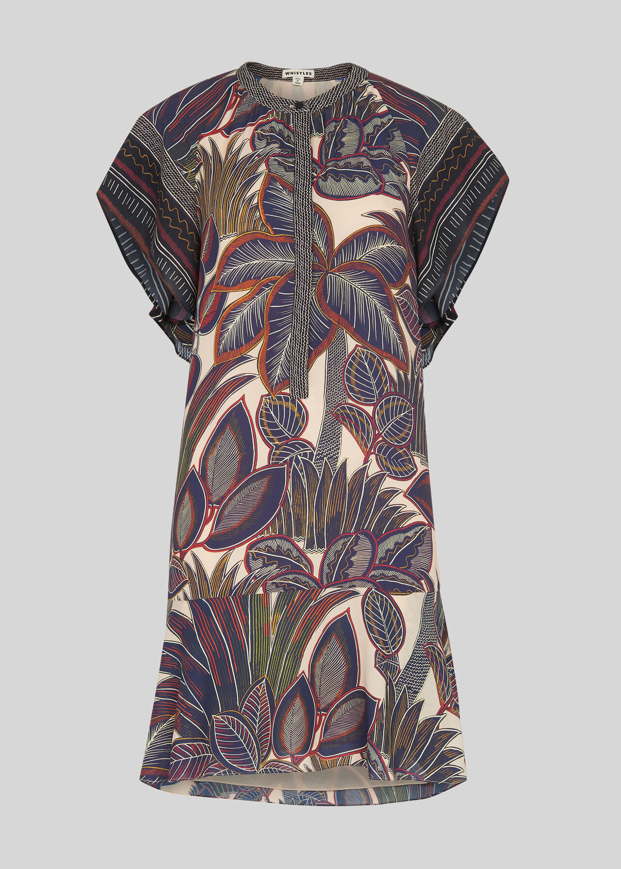 Palm Print Shirt Dress Multicolour