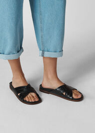 Hester Cross Strap Slider Black