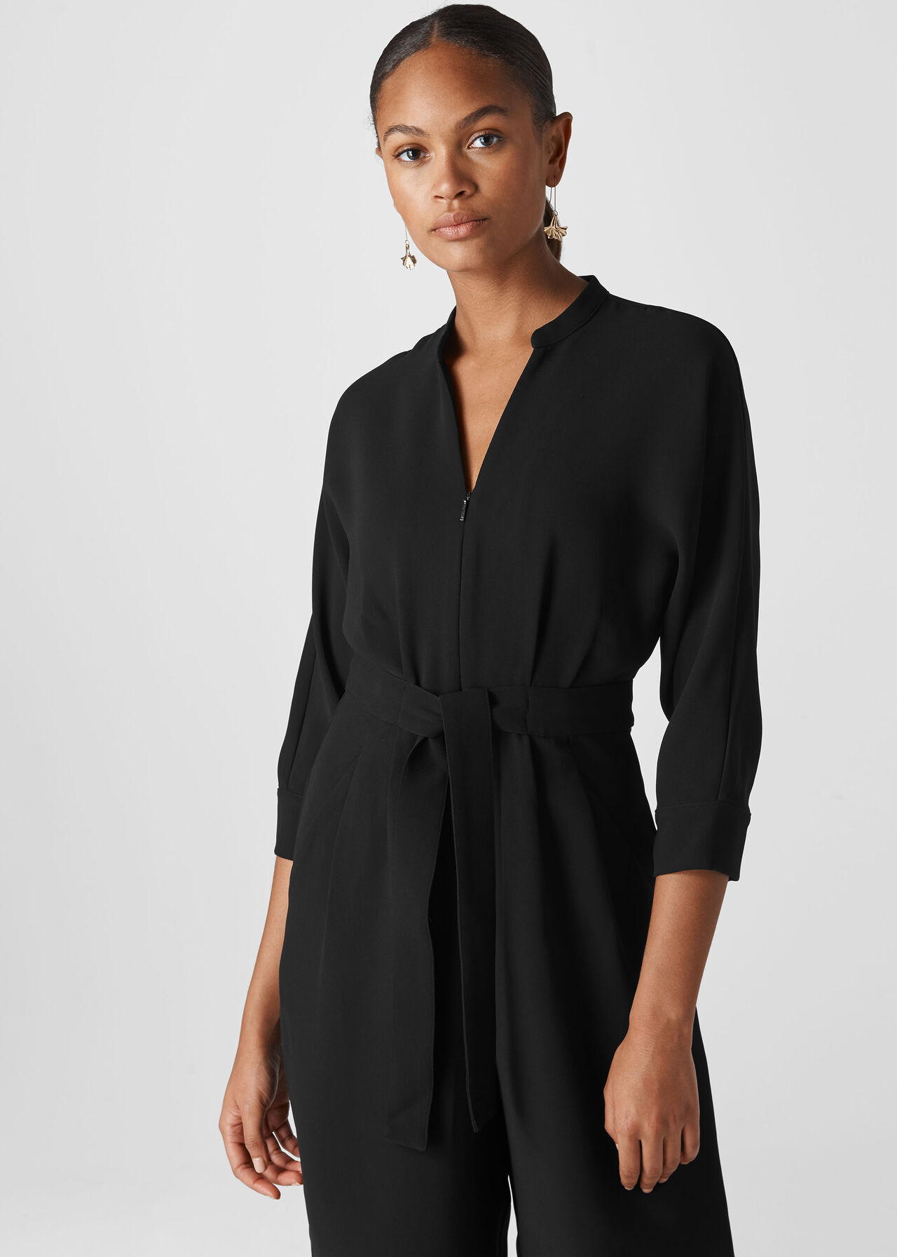 Black Arabella Crepe Tie Jumpsuit | WHISTLES