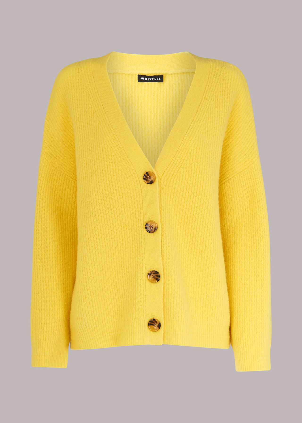 Yellow Wool Mix Rib Cardigan WHISTLES