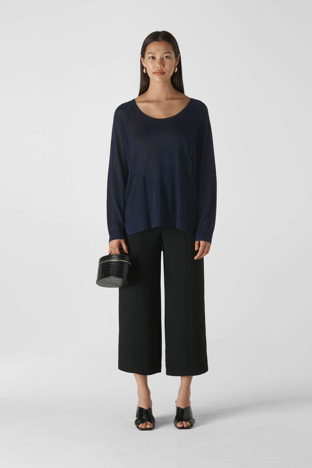 Sparkle Scoop Neck Knit Navy