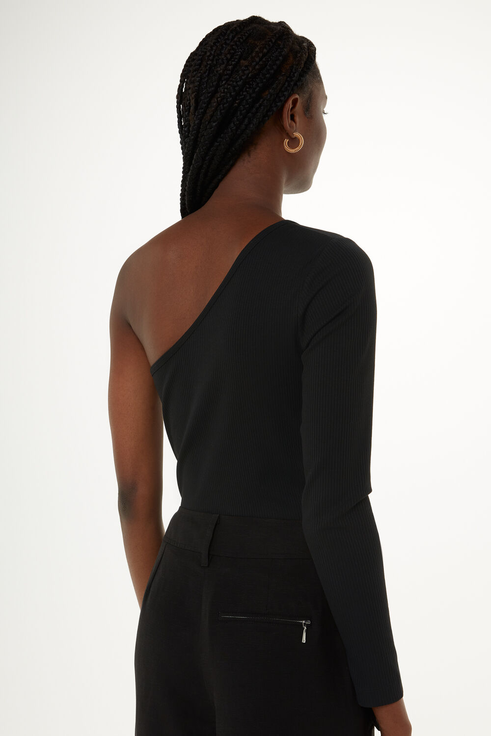 One Sleeve Ribbed Top