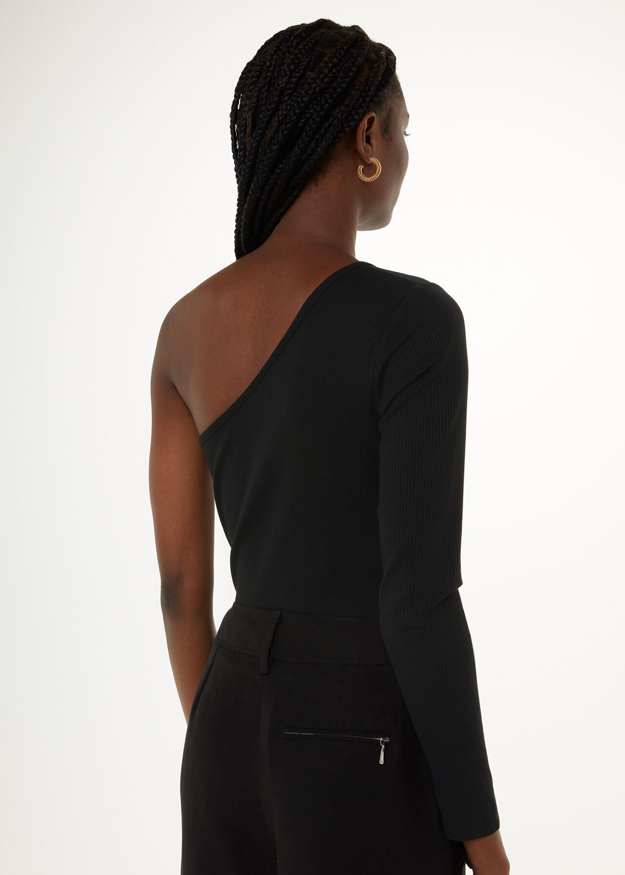 One Sleeve Ribbed Top