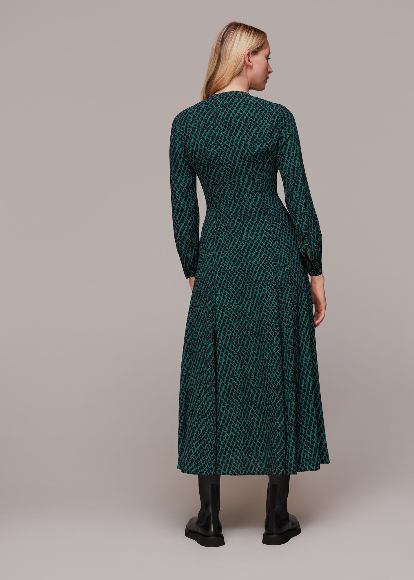Brushed Geo Print Midi Dress