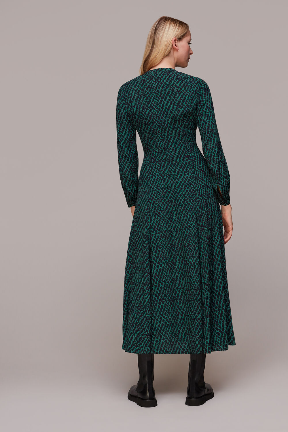 Brushed Geo Print Midi Dress