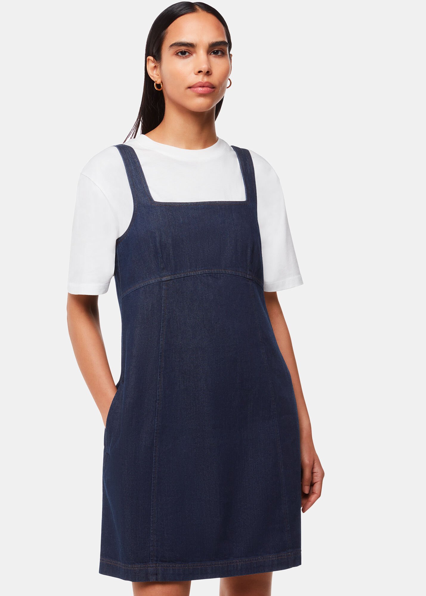 Denim Denim Pinafore Dress WHISTLES Whistles US