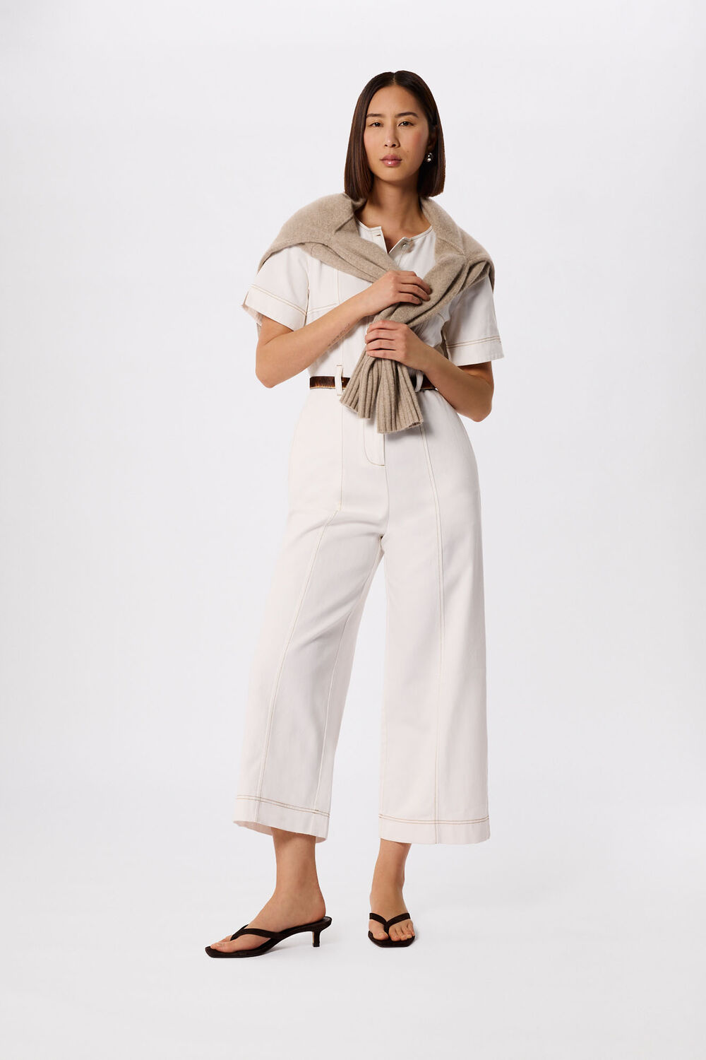 Ivory Button Down Jumpsuit