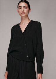 Black Melodie V Neck Shirt | WHISTLES