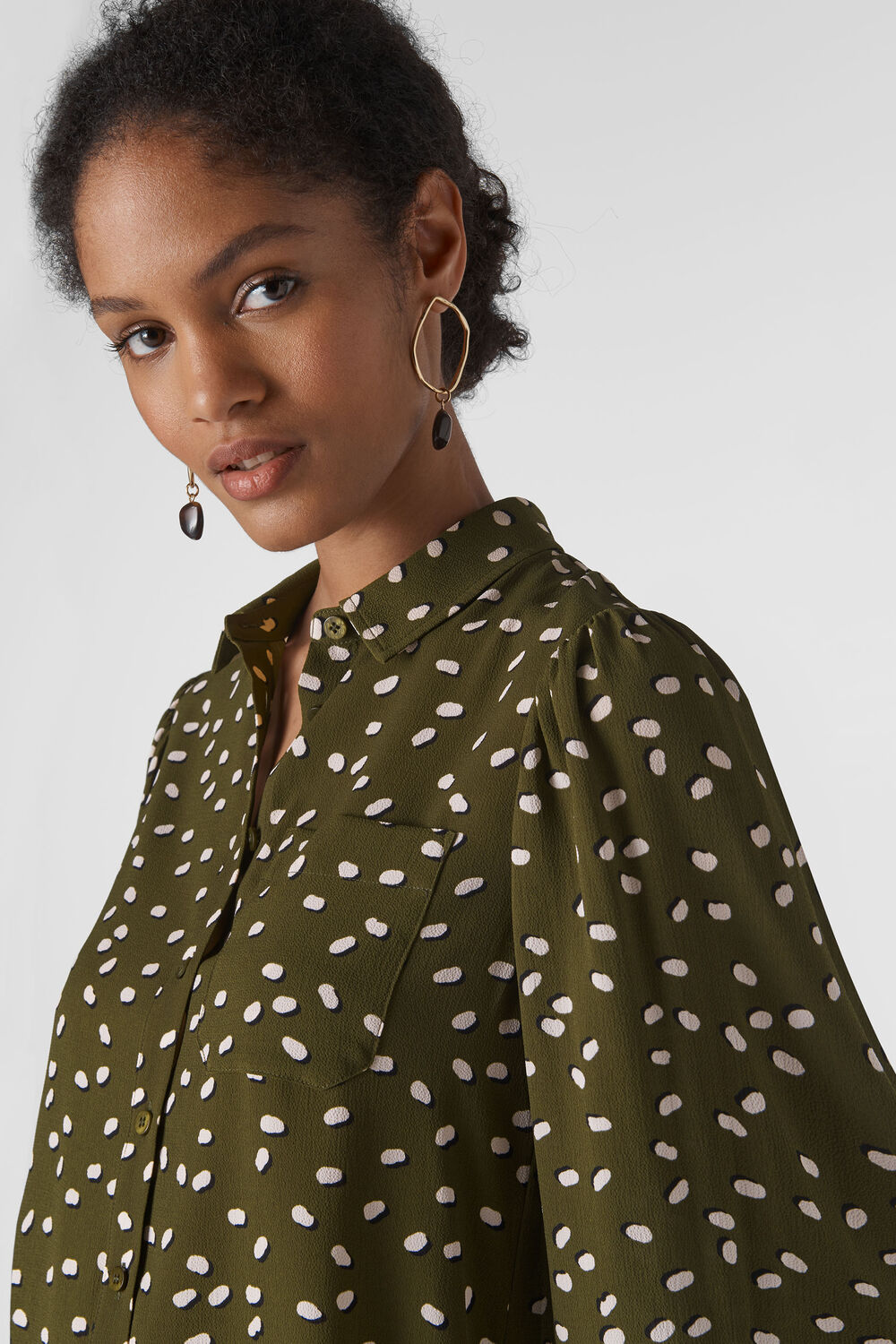Shadow Spot Print Shirt Khaki/Multi