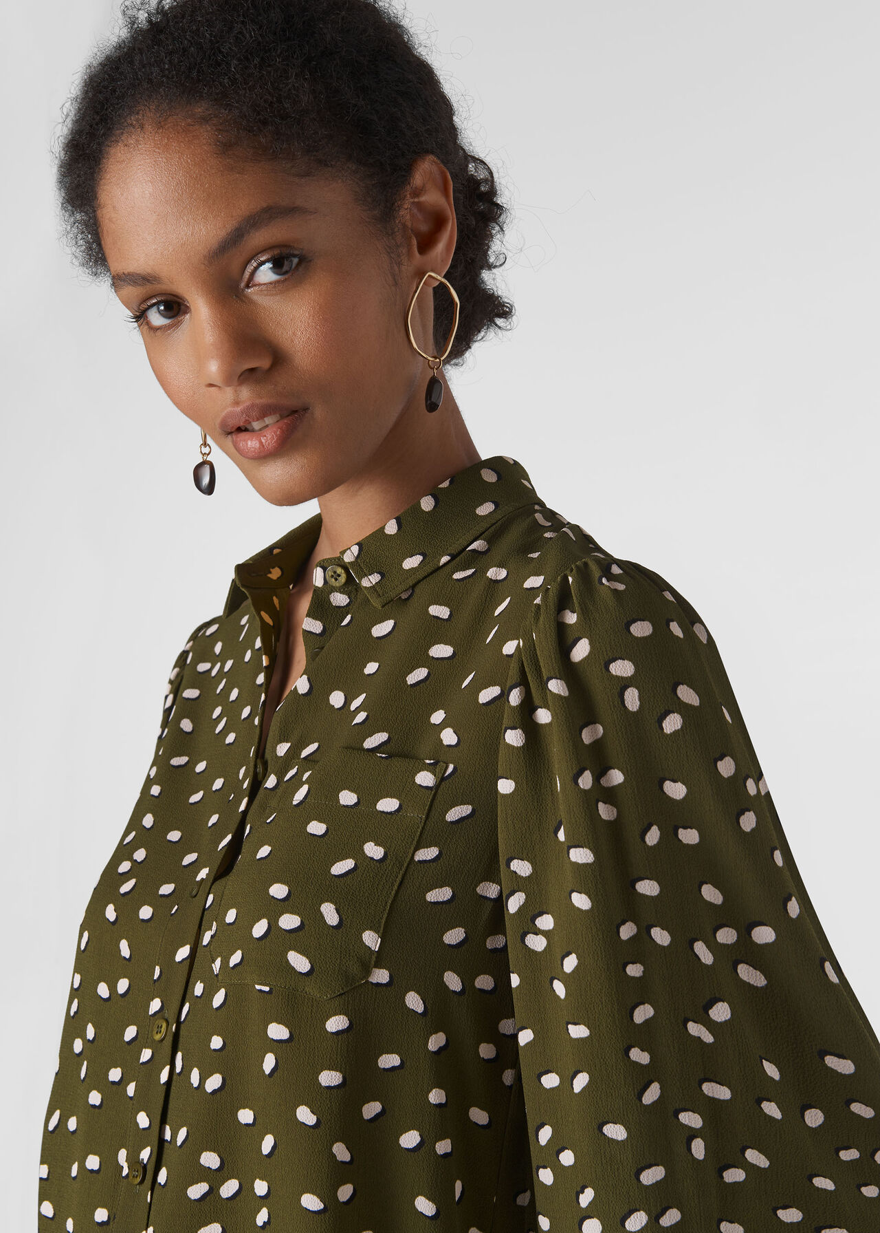 Shadow Spot Print Shirt Khaki/Multi