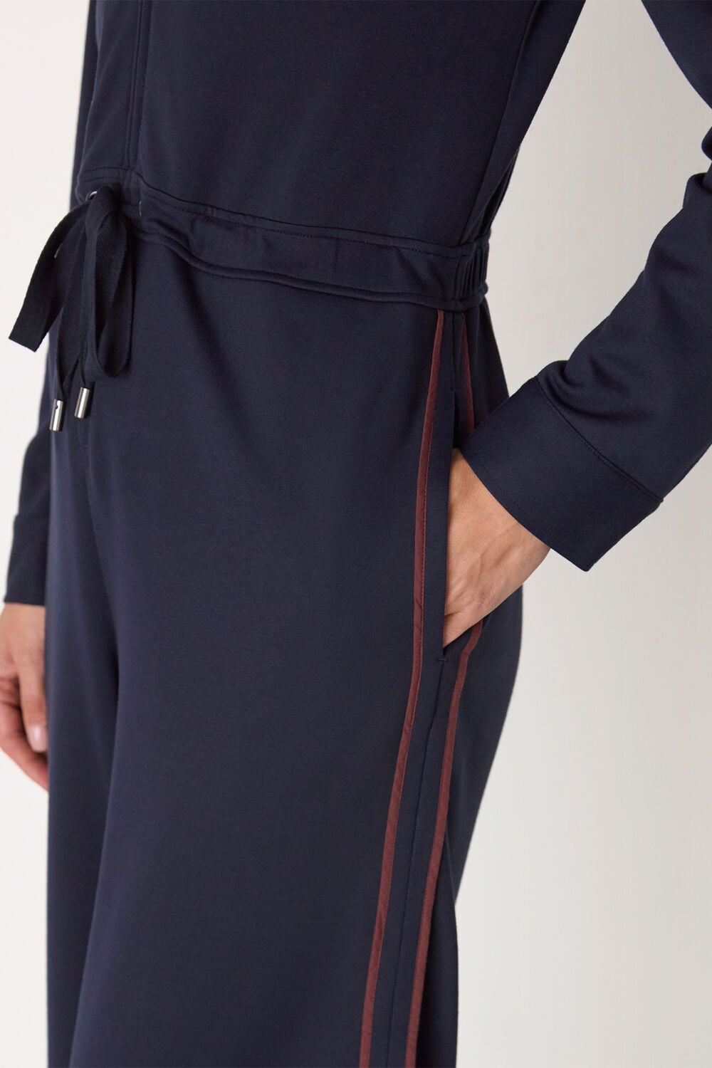 Ponte Side Stripe Jumpsuit